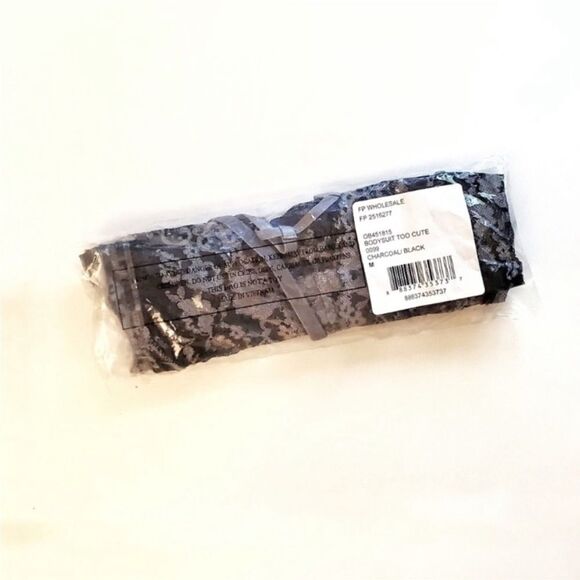 Free People Too Cute To Handle Bodysuit In Charcoal Black - Picture 3 of 3